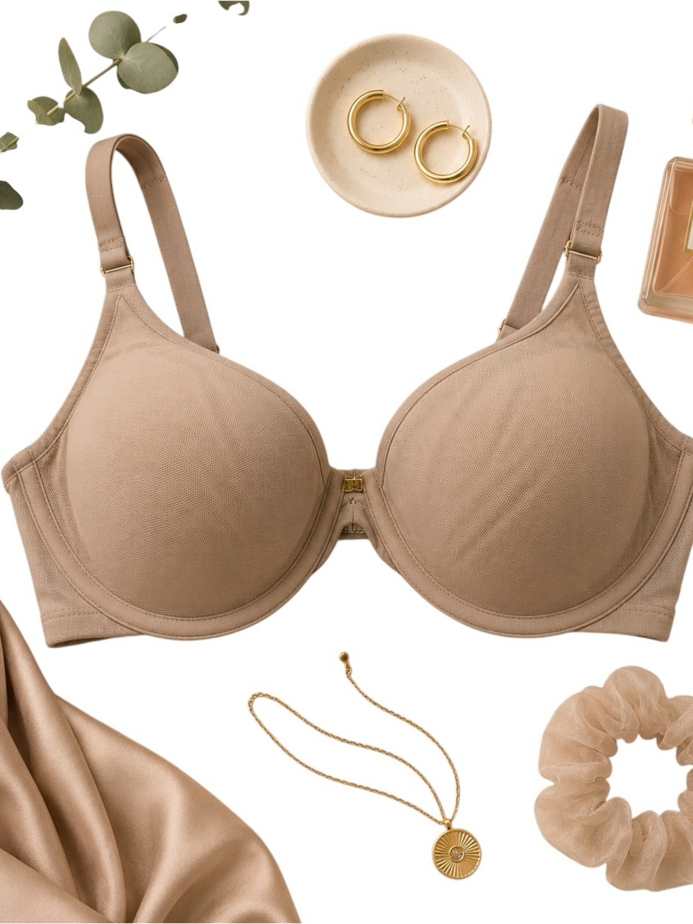 ThirdLove 24 7 Classic Contour Taupe Nude Plunge Bra Womens 36E Support in GUC